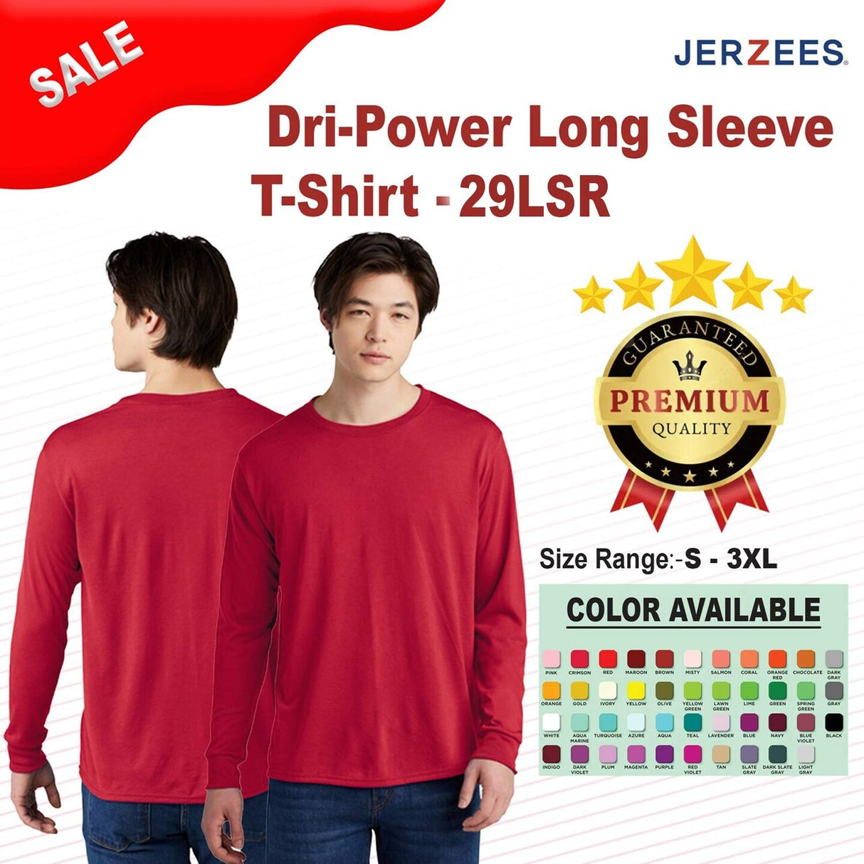 JERZEES® Dri-Power Classic Fit Crewneck Long Sleeve T-Shirt