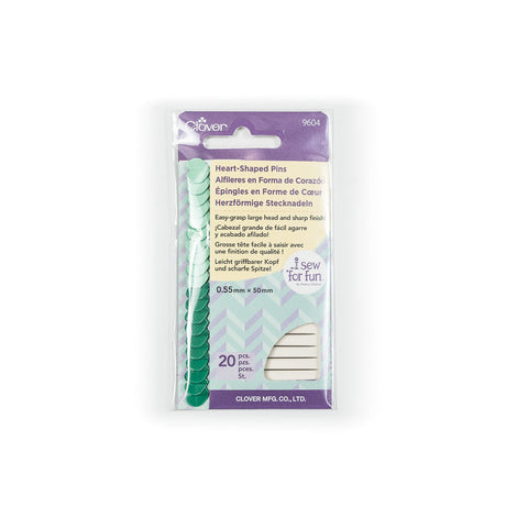 Clover Green Heart Shaped Pins - 20 Count