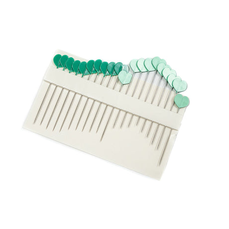 Clover Green Heart Shaped Pins - 20 Count