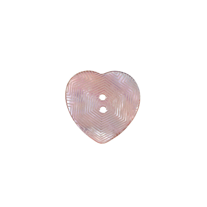 Italian Pink Heart-Shaped Shell Button - 24L/15mm