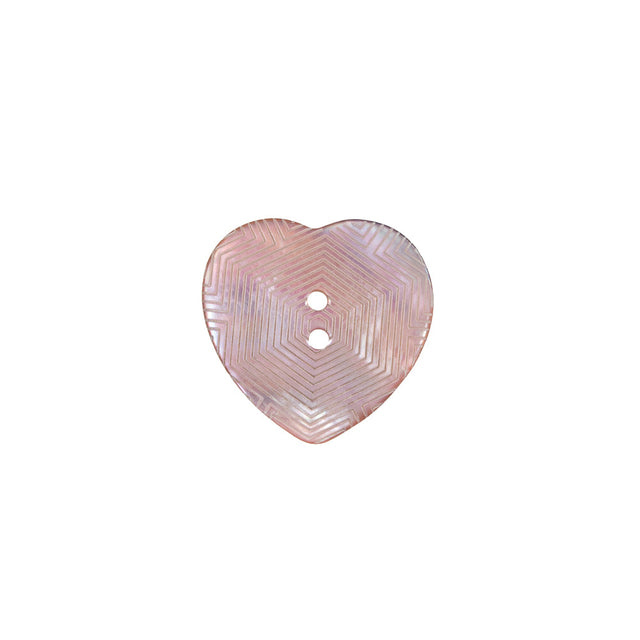 Italian Pink Heart-Shaped Shell Button - 24L/15mm