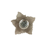 Italian Frosted Antracite 3D Flower Applique with Gray Center Bead - 2"