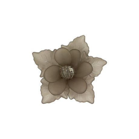 Italian Frosted Antracite 3D Flower Applique with Gray Center Bead - 2"