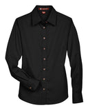 Harriton Women's Easy Blend Long Sleeve Twill Dress Shirt with Stain-Release