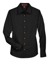 Harriton Women's Easy Blend Long Sleeve Twill Dress Shirt with Stain-Release