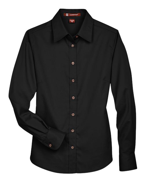 Harriton Women's Easy Blend Long Sleeve Twill Dress Shirt with Stain-Release