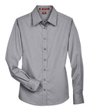 Harriton Women's Easy Blend Long Sleeve Twill Dress Shirt with Stain-Release