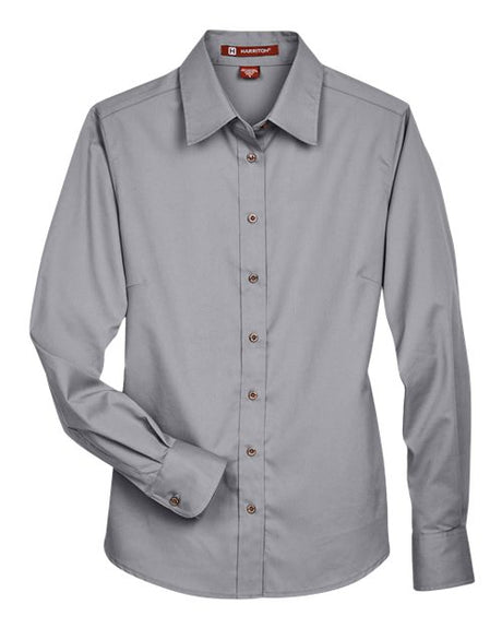 Harriton Women's Easy Blend Long Sleeve Twill Dress Shirt with Stain-Release