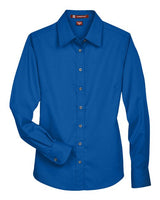 Harriton Women's Easy Blend Long Sleeve Twill Dress Shirt with Stain-Release