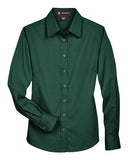 Harriton Women's Easy Blend Long Sleeve Twill Dress Shirt with Stain-Release