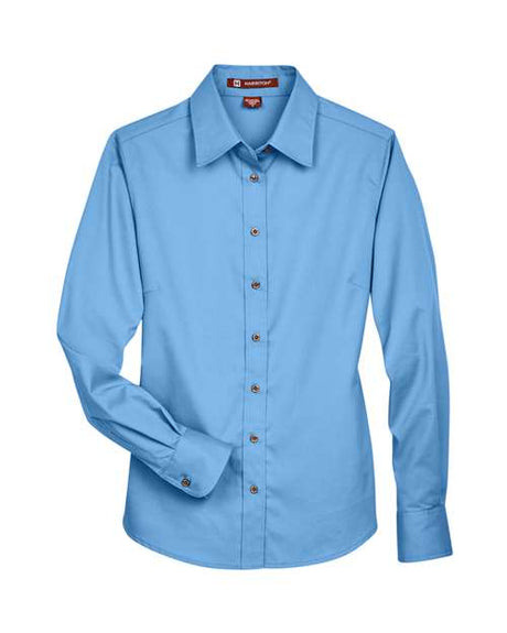 Harriton Women's Easy Blend Long Sleeve Twill Dress Shirt with Stain-Release