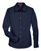 Harriton Women's Easy Blend Long Sleeve Twill Dress Shirt with Stain-Release