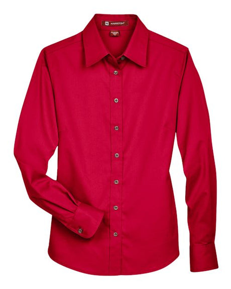 Harriton Women's Easy Blend Long Sleeve Twill Dress Shirt with Stain-Release