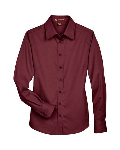 Harriton Women's Easy Blend Long Sleeve Twill Dress Shirt with Stain-Release