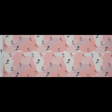 Cotton Poplin - Pink and Blue Faces on Geometrics - Les Femmes en Pois Print - Mood Exclusive Avenable Collection