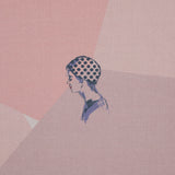 Cotton Poplin - Pink and Blue Faces on Geometrics - Les Femmes en Pois Print - Mood Exclusive Avenable Collection