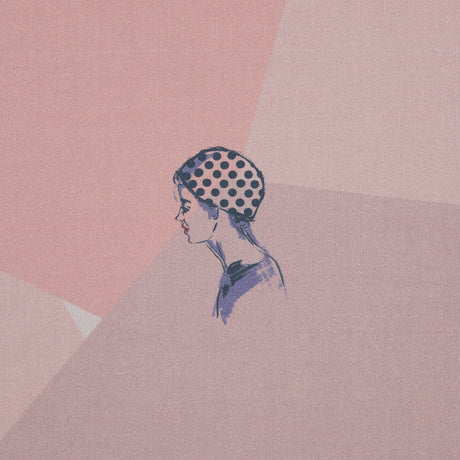 Cotton Poplin - Pink and Blue Faces on Geometrics - Les Femmes en Pois Print - Mood Exclusive Avenable Collection