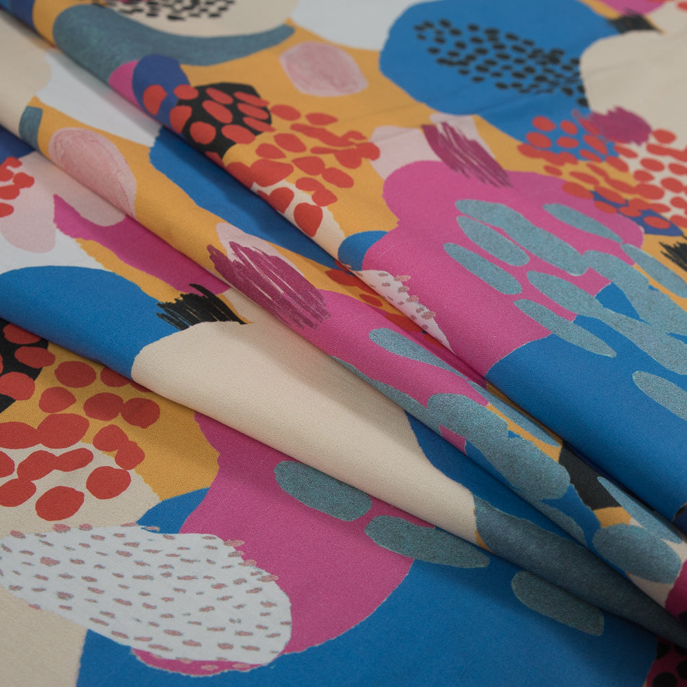 Cotton Poplin - Pink, Blue and Yellow Abstract - Etudier en Spontaneite Print - Mood Exclusive Avenable Collection