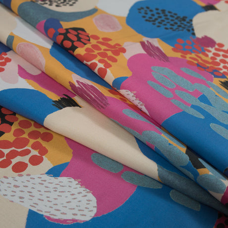 Cotton Poplin - Pink, Blue and Yellow Abstract - Etudier en Spontaneite Print - Mood Exclusive Avenable Collection