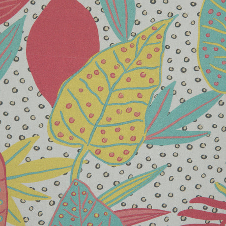 Cotton Poplin - White and Green Leaves and Dots - Botanique a La Discotheque Print - Mood Exclusive Avenable Collection