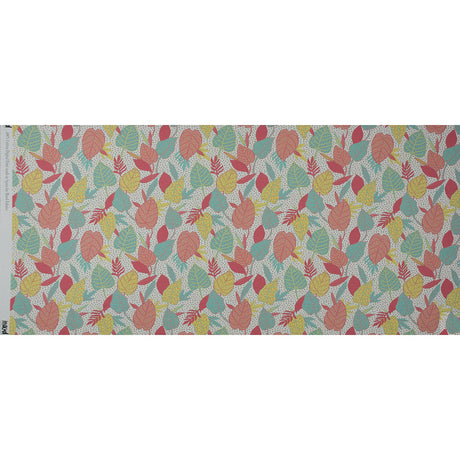 Cotton Poplin - White and Green Leaves and Dots - Botanique a La Discotheque Print - Mood Exclusive Avenable Collection
