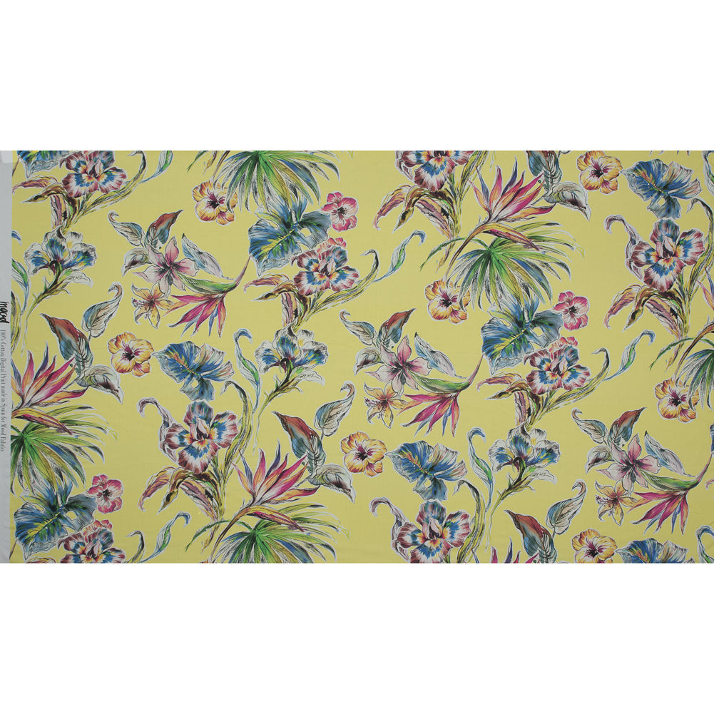 Cotton Poplin - Vibrant Yellow Floral - Creativite Epanouie Print - Mood Exclusive Avenable Collection