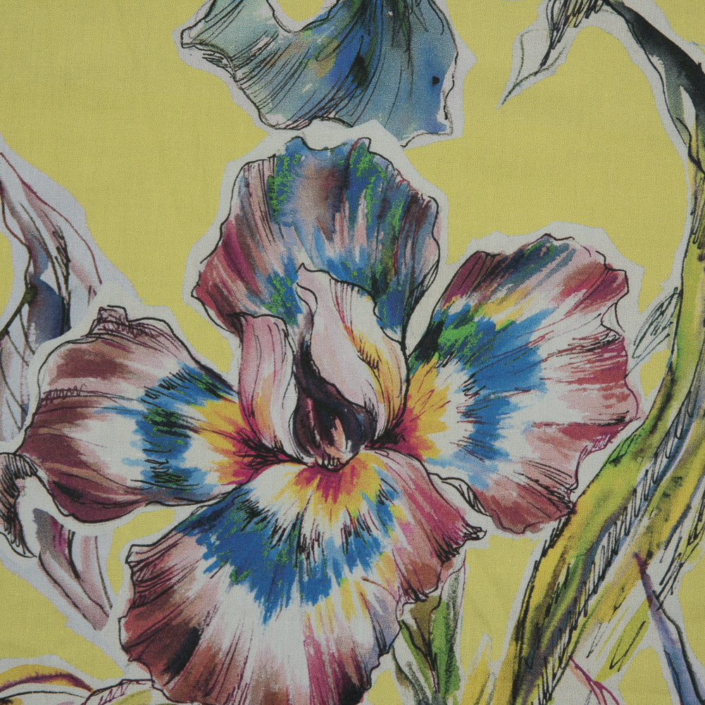 Cotton Poplin - Vibrant Yellow Floral - Creativite Epanouie Print - Mood Exclusive Avenable Collection