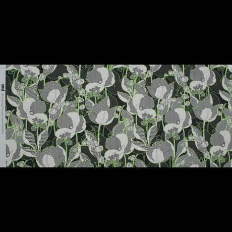 Cotton Poplin - Green Striped Flowers - Fleurs en Vert Print - Mood Exclusive Avenable Collection