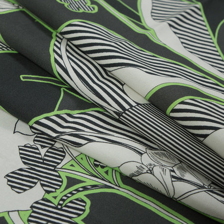 Cotton Poplin - Green Striped Flowers - Fleurs en Vert Print - Mood Exclusive Avenable Collection