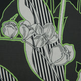Cotton Poplin - Green Striped Flowers - Fleurs en Vert Print - Mood Exclusive Avenable Collection