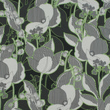 Cotton Poplin - Green Striped Flowers - Fleurs en Vert Print - Mood Exclusive Avenable Collection