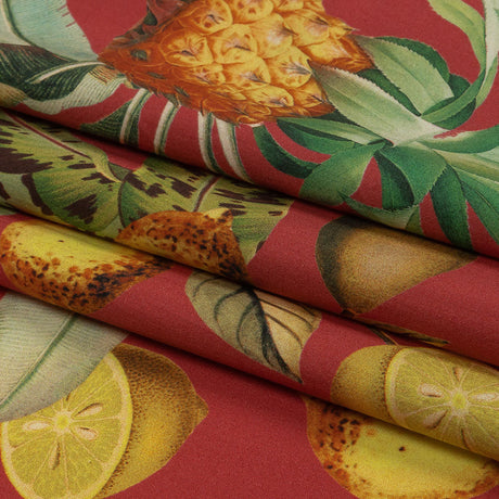 Cotton Poplin - Red and Yellow Leaves and Fruit - Girl from Ipanema Print - Mood Exclusive Avenable Collection