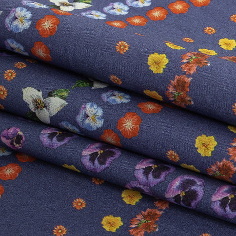 Mood Exclusive Danse des Fleurs Blue Cotton Poplin