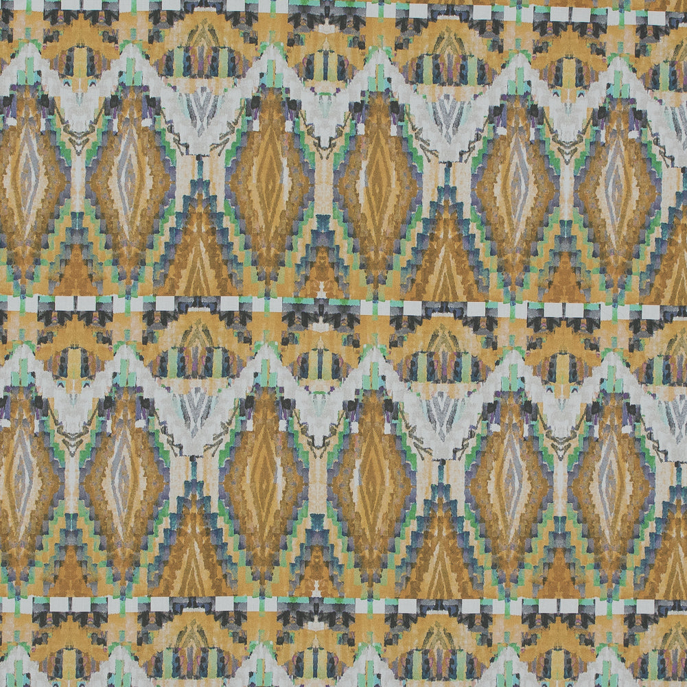 Cotton Poplin - Blue and Yellow Stairstep Diamonds - Formes Jaunes Print - Mood Exclusive Avenable Collection
