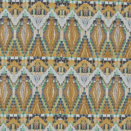 Cotton Poplin - Blue and Yellow Stairstep Diamonds - Formes Jaunes Print - Mood Exclusive Avenable Collection