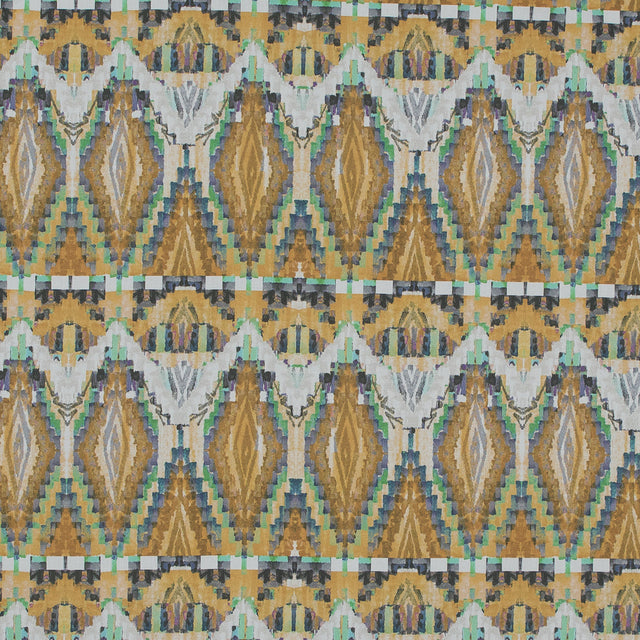Cotton Poplin - Blue and Yellow Stairstep Diamonds - Formes Jaunes Print - Mood Exclusive Avenable Collection
