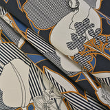 Mood Exclusive Fleurs de Nuit Navy and Mustard Stretch Cotton Sateen