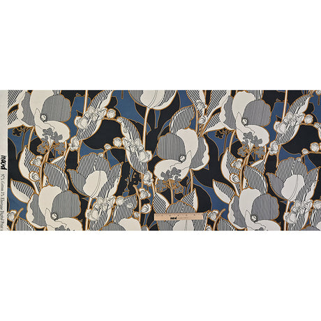 Mood Exclusive Fleurs de Nuit Navy and Mustard Stretch Cotton Sateen