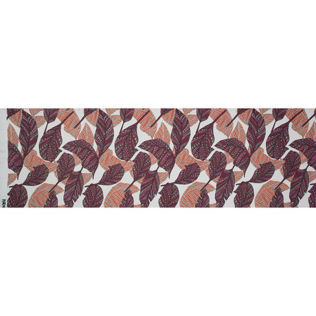 Stretch Cotton Sateen - Peach and Plum Feathers or Leaves - Bright Dead Things Print - Mood Exclusive Avenable Collection