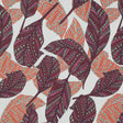 Stretch Cotton Sateen - Peach and Plum Feathers or Leaves - Bright Dead Things Print - Mood Exclusive Avenable Collection