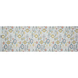 Stretch Cotton Sateen - Off-White, Blue and Yellow Ikat Diamonds - Amo de Grandeco Print - Mood Exclusive Avenable Collection