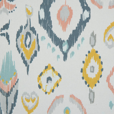 Stretch Cotton Sateen - Off-White, Blue and Yellow Ikat Diamonds - Amo de Grandeco Print - Mood Exclusive Avenable Collection