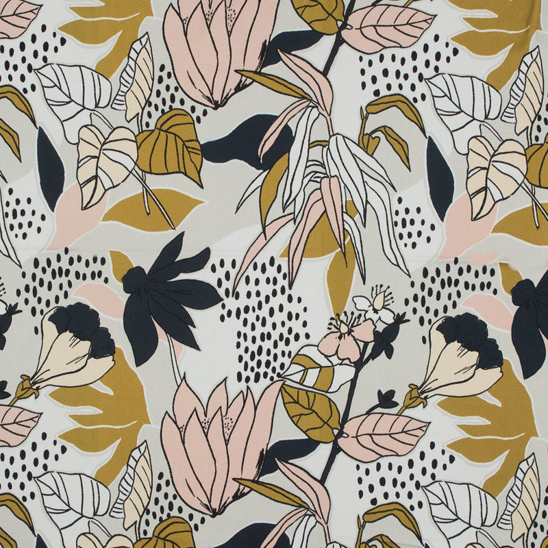 Stretch Cotton Sateen - Peach Parfait Floral - Pushing Up Daisies Print - Mood Exclusive Avenable Collection