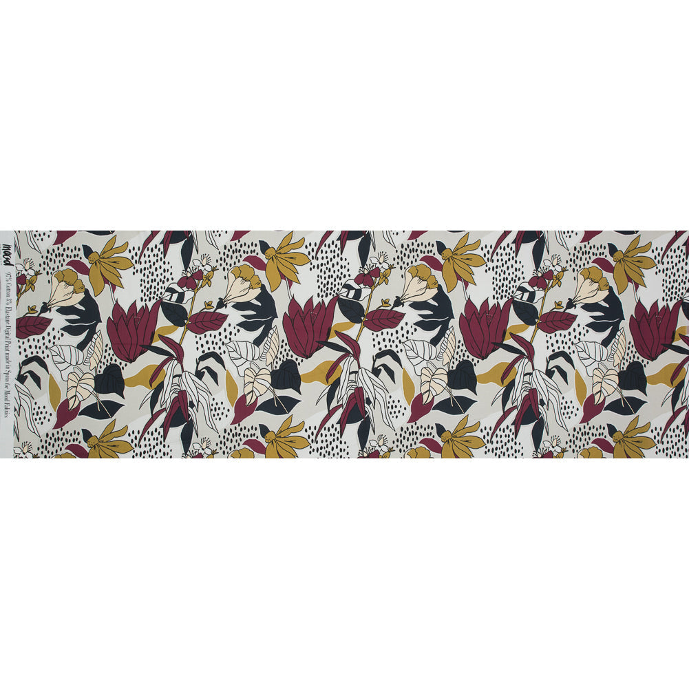 Stretch Cotton Sateen - Red Plum Floral - Pushing Up Daisies Print - Mood Exclusive Avenable Collection
