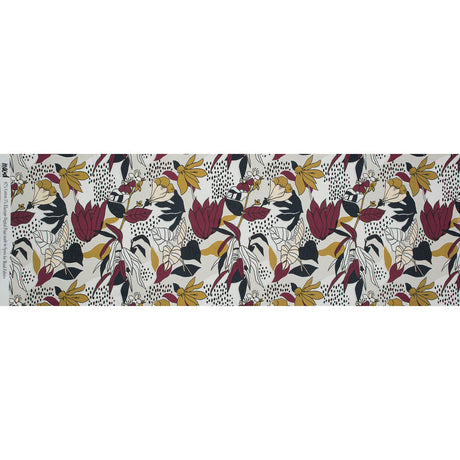 Stretch Cotton Sateen - Red Plum Floral - Pushing Up Daisies Print - Mood Exclusive Avenable Collection