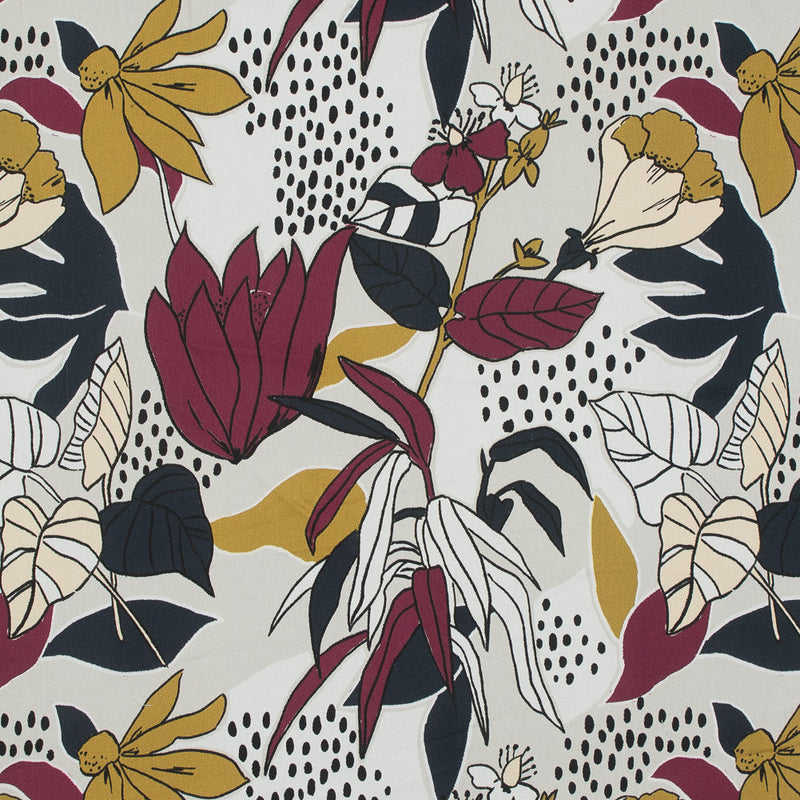Stretch Cotton Sateen - Red Plum Floral - Pushing Up Daisies Print - Mood Exclusive Avenable Collection