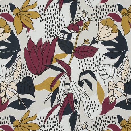 Stretch Cotton Sateen - Red Plum Floral - Pushing Up Daisies Print - Mood Exclusive Avenable Collection