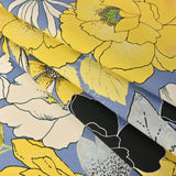 Mood Exclusive Floral Phantasmagoria Sky Blue and Yellow Stretch Cotton Sateen