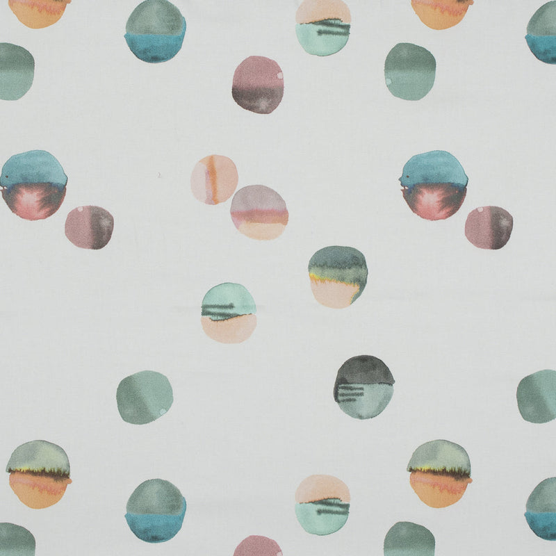 Stretch Cotton Sateen - Off-White Painterly Polka Dots - Bubblegum Pop Print - Mood Exclusive Avenable Collection