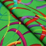 Wild Confetti Nylon Spandex Fabric - Multicolor Rainbow Crescent Print, 58-60" Width (1 Yard)
